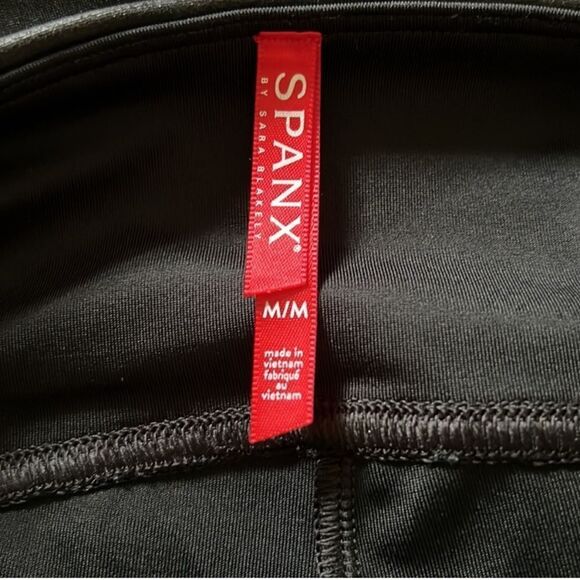 SPANX Leggings Faux Leather Shapes Lifts Flattering Compression Black Size M - Picture 10 of 14